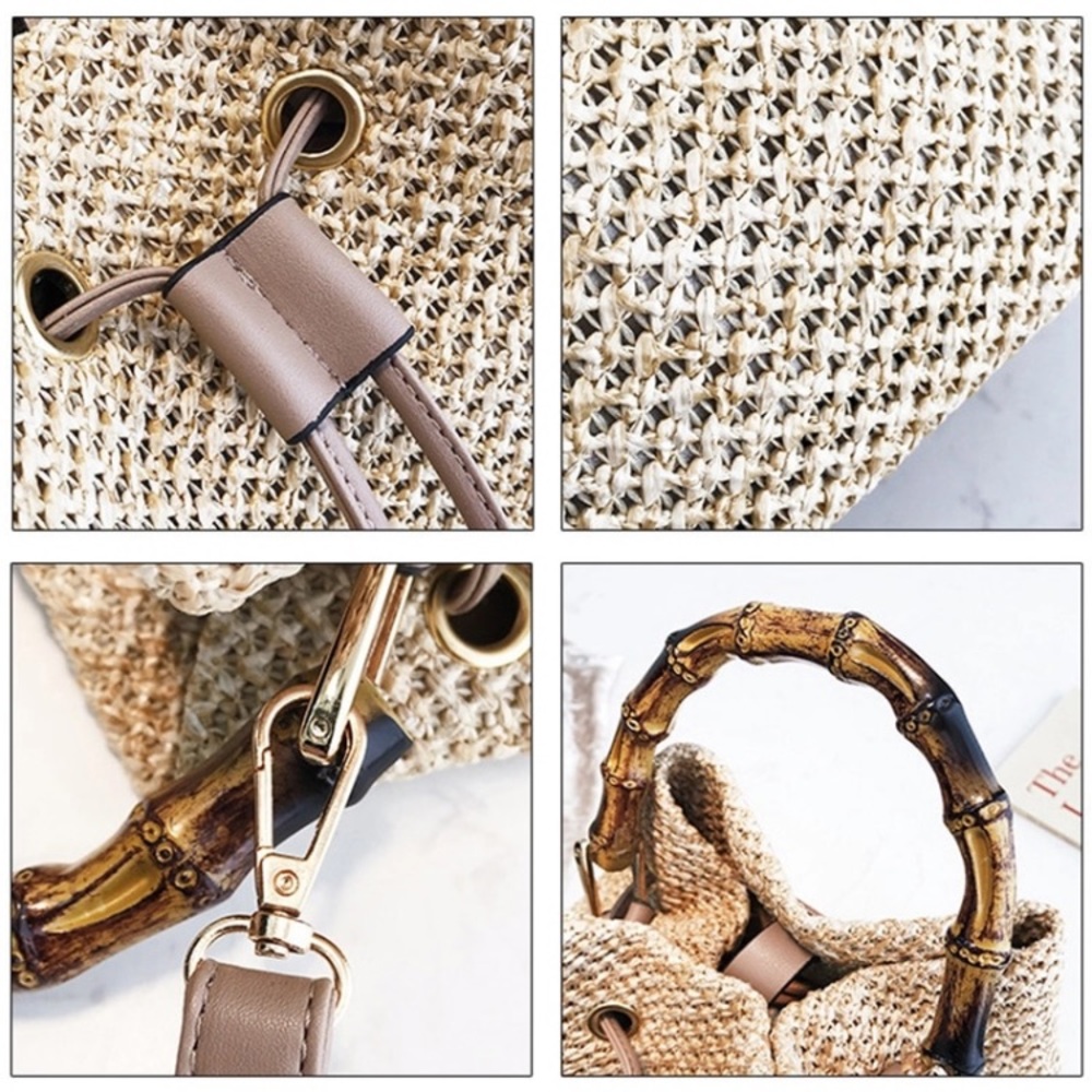 ๐๐ TULUM Bamboo Handle Straw Bucket Bag - Picture 8 of 8